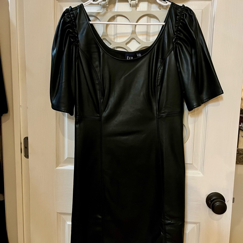 GAP Vegan Leather Puff Sleeve Mini Dress - Picture 3 of 12